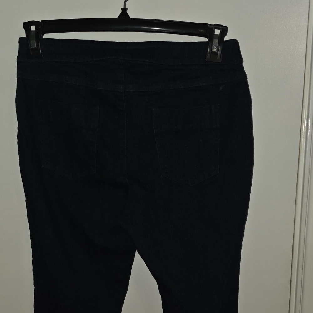 Donna DEGNAN Dark Denim Flared Ruffle Hem Jeans Sz 8 - Picture 8 of 10